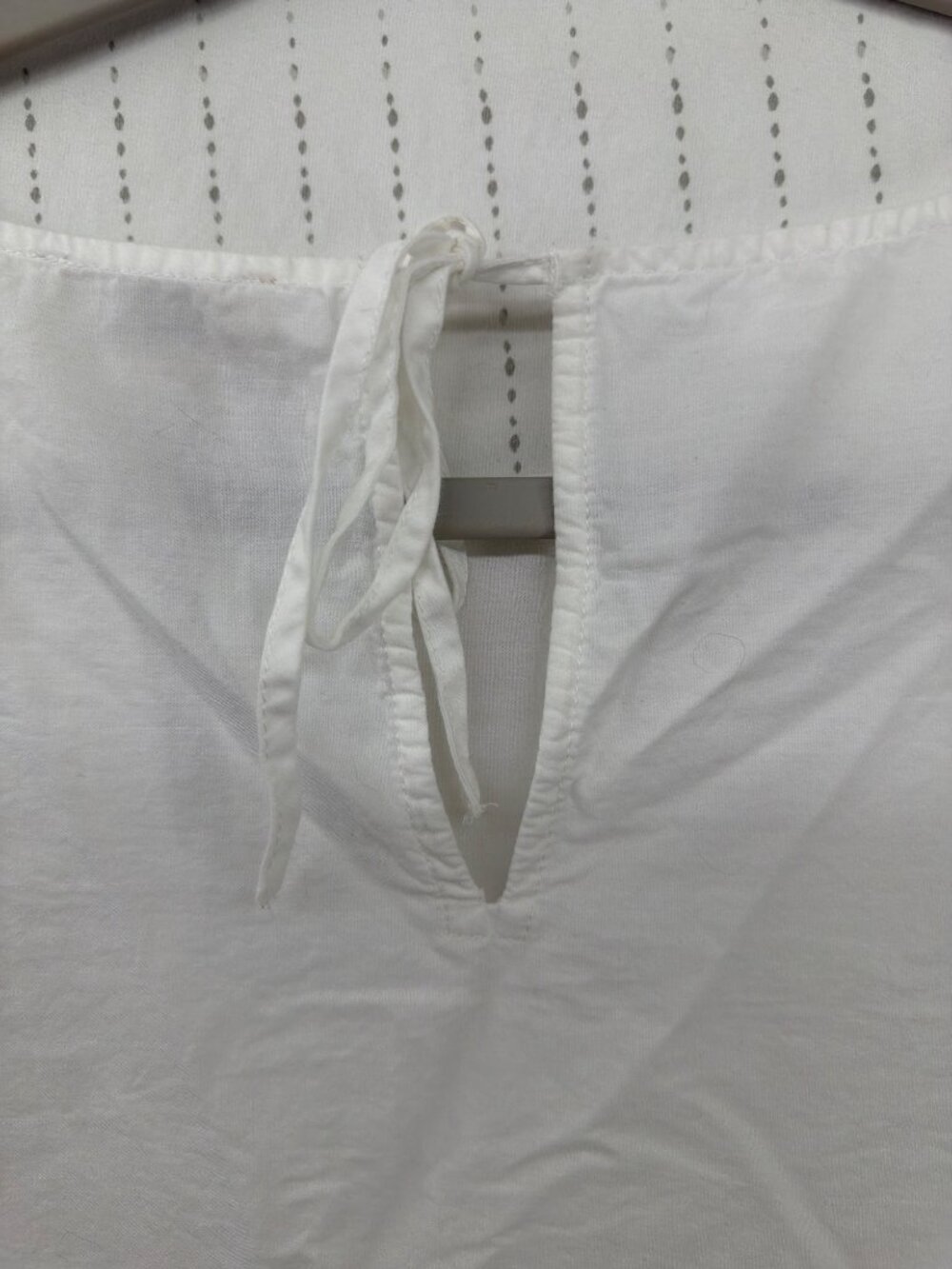 Loft Womens Top Sz M Petite White/Navy Embroidered Hem Bell 3/4 Slv Poet Tunic - Picture 6 of 11